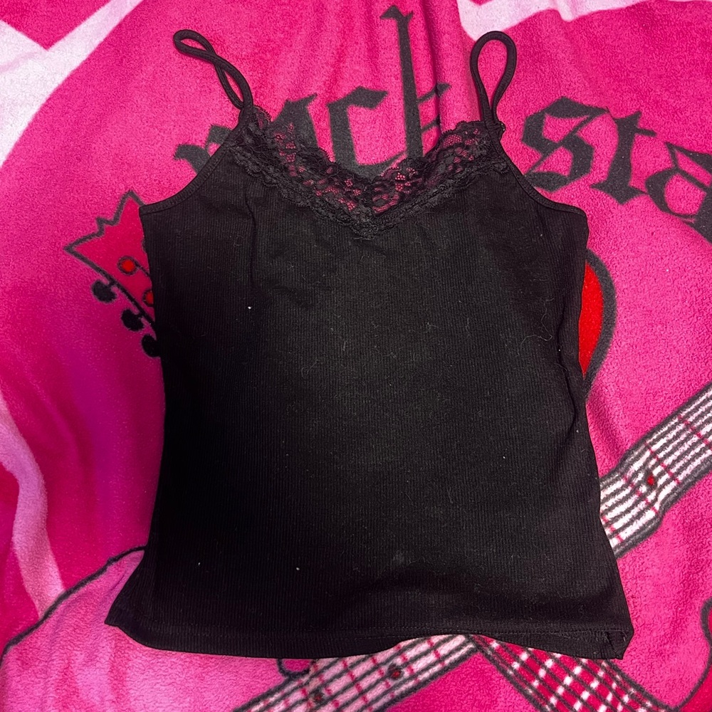 Black Lace Trim Cami Top
